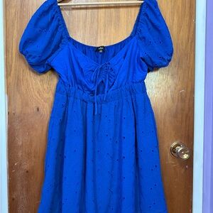 Blue Puff Sleeve Dress